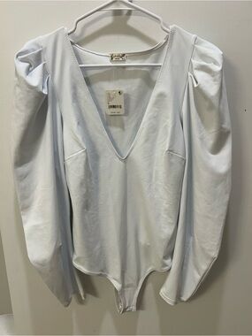 White V-Neck Long Sleeve Bodysuit